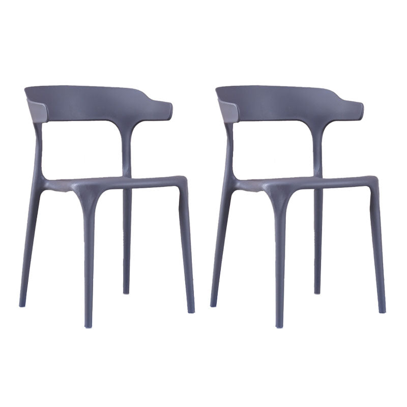 Contemporary Stackable Chairs Dining Open Back Armless Chairs with Plastic Legs Dark Gray 2 Piece Set Clearhalo 'Dining Chairs' 'Dining Tables & Seating' 'dining_chair' 'furn' 'furn_dining_chair' 'Furniture' 'furniture_dining_chair' 'Kitchen & Dining Furniture' 4746398