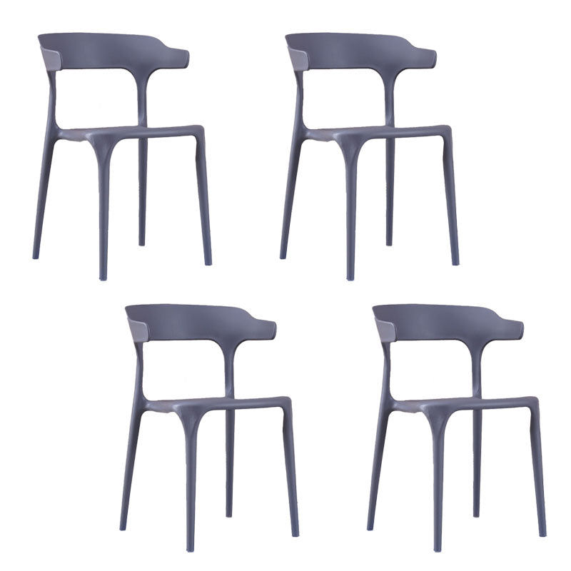 Contemporary Stackable Chairs Dining Open Back Armless Chairs with Plastic Legs Dark Gray 4 Piece Set Clearhalo 'Dining Chairs' 'Dining Tables & Seating' 'dining_chair' 'furn' 'furn_dining_chair' 'Furniture' 'furniture_dining_chair' 'Kitchen & Dining Furniture' 4746399