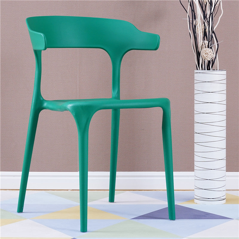 Contemporary Stackable Chairs Dining Open Back Armless Chairs with Plastic Legs Green 1 Piece Clearhalo 'Dining Chairs' 'Dining Tables & Seating' 'dining_chair' 'furn' 'furn_dining_chair' 'Furniture' 'furniture_dining_chair' 'Kitchen & Dining Furniture' 4746400