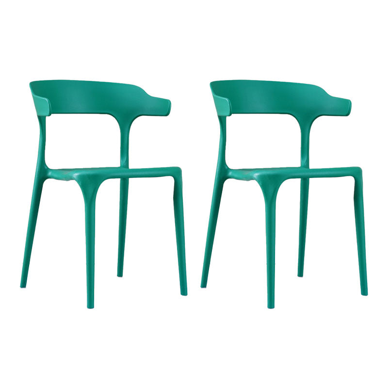 Contemporary Stackable Chairs Dining Open Back Armless Chairs with Plastic Legs Green 2 Piece Set Clearhalo 'Dining Chairs' 'Dining Tables & Seating' 'dining_chair' 'furn' 'furn_dining_chair' 'Furniture' 'furniture_dining_chair' 'Kitchen & Dining Furniture' 4746401