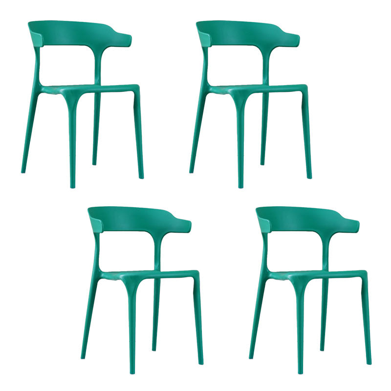 Contemporary Stackable Chairs Dining Open Back Armless Chairs with Plastic Legs Green 4 Piece Set Clearhalo 'Dining Chairs' 'Dining Tables & Seating' 'dining_chair' 'furn' 'furn_dining_chair' 'Furniture' 'furniture_dining_chair' 'Kitchen & Dining Furniture' 4746402