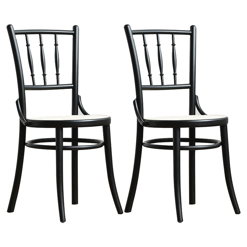 Traditional Birch Slat Back Side Chair Matte Finish Wood Dining Chair Black White 2 Piece Set Clearhalo 'Dining Chairs' 'Dining Tables & Seating' 'dining_chair' 'furn' 'furn_dining_chair' 'Furniture' 'furniture_dining_chair' 'Kitchen & Dining Furniture' 4746410
