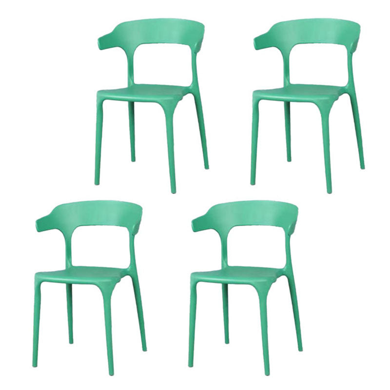 Contemporary Stackable Chairs Dining Open Back Arm Chairs with Plastic Legs Dark Green 4 Piece Set Clearhalo 'Dining Chairs' 'Dining Tables & Seating' 'dining_chair' 'furn' 'furn_dining_chair' 'Furniture' 'furniture_dining_chair' 'Kitchen & Dining Furniture' 4746458