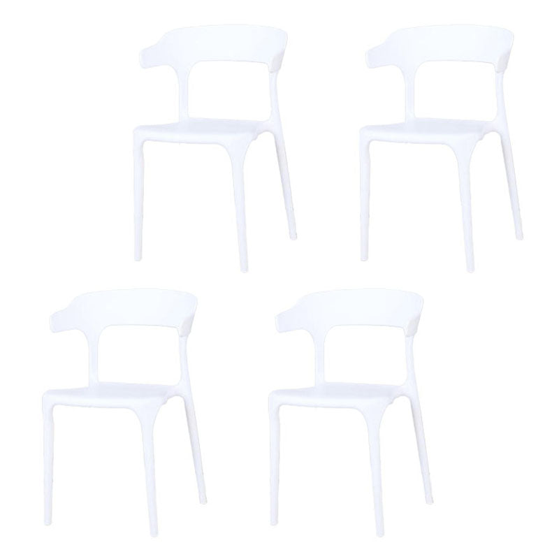 Contemporary Stackable Chairs Dining Open Back Arm Chairs with Plastic Legs White 4 Piece Set Clearhalo 'Dining Chairs' 'Dining Tables & Seating' 'dining_chair' 'furn' 'furn_dining_chair' 'Furniture' 'furniture_dining_chair' 'Kitchen & Dining Furniture' 4746460