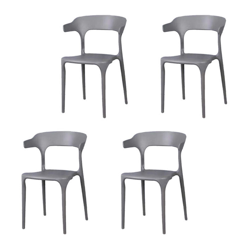 Contemporary Stackable Chairs Dining Open Back Arm Chairs with Plastic Legs Dark Gray 4 Piece Set Clearhalo 'Dining Chairs' 'Dining Tables & Seating' 'dining_chair' 'furn' 'furn_dining_chair' 'Furniture' 'furniture_dining_chair' 'Kitchen & Dining Furniture' 4746463
