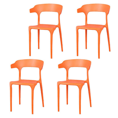 Contemporary Stackable Chairs Dining Open Back Arm Chairs with Plastic Legs Orange 4 Piece Set Clearhalo 'Dining Chairs' 'Dining Tables & Seating' 'dining_chair' 'furn' 'furn_dining_chair' 'Furniture' 'furniture_dining_chair' 'Kitchen & Dining Furniture' 4746467