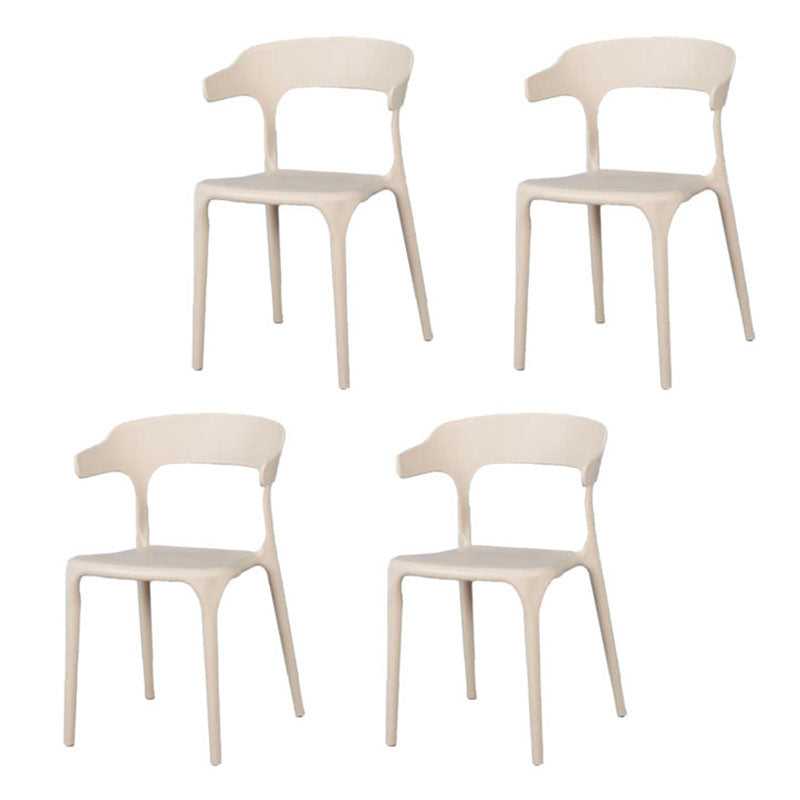 Contemporary Stackable Chairs Dining Open Back Arm Chairs with Plastic Legs Camel 4 Piece Set Clearhalo 'Dining Chairs' 'Dining Tables & Seating' 'dining_chair' 'furn' 'furn_dining_chair' 'Furniture' 'furniture_dining_chair' 'Kitchen & Dining Furniture' 4746469