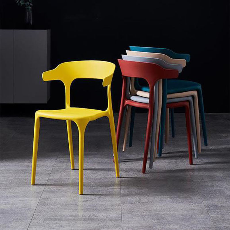 Contemporary Stackable Chairs Dining Open Back Arm Chairs with Plastic Legs Clearhalo 'Dining Chairs' 'Dining Tables & Seating' 'dining_chair' 'furn' 'furn_dining_chair' 'Furniture' 'furniture_dining_chair' 'Kitchen & Dining Furniture' 4746475