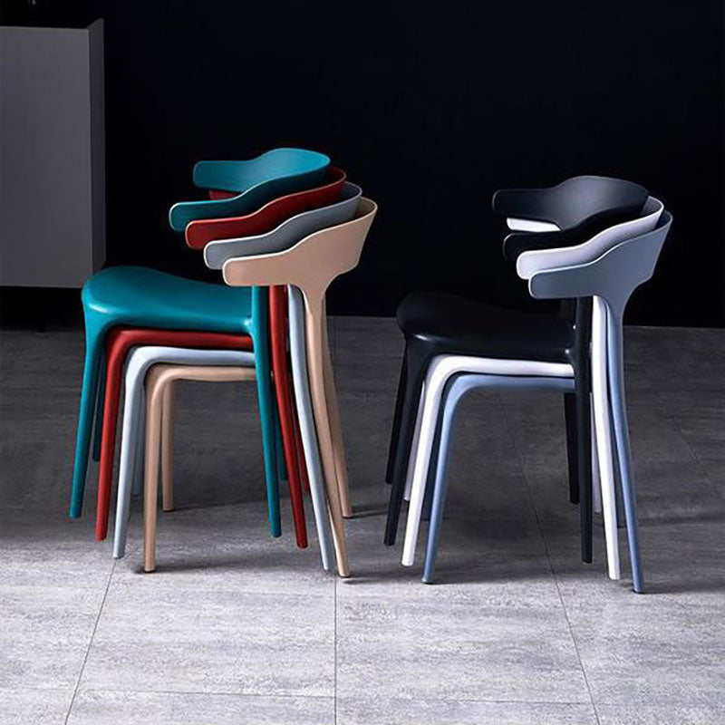 Contemporary Stackable Chairs Dining Open Back Arm Chairs with Plastic Legs Clearhalo 'Dining Chairs' 'Dining Tables & Seating' 'dining_chair' 'furn' 'furn_dining_chair' 'Furniture' 'furniture_dining_chair' 'Kitchen & Dining Furniture' 4746476