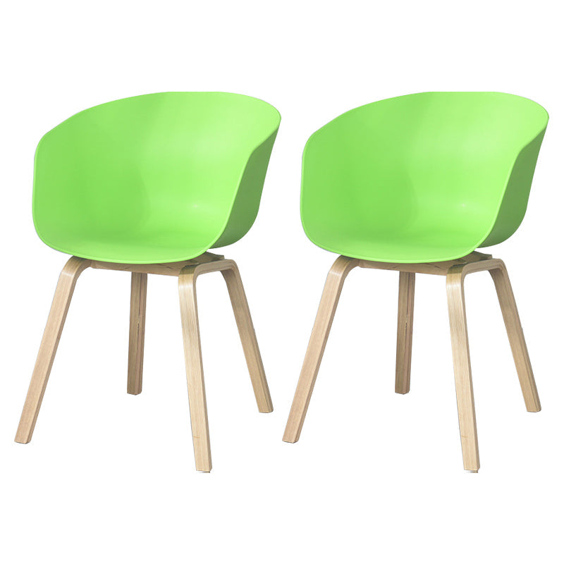 Scandinavian Beech Solid Back Arm Chair Plastic Matte Finish Dining Chair Green Set of 2 Clearhalo 'Dining Chairs' 'Dining Tables & Seating' 'dining_chair' 'Furniture' 'furniture_dining_chair' 'Kitchen & Dining Furniture' 4746480