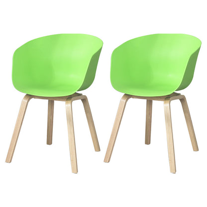 Scandinavian Beech Solid Back Arm Chair Plastic Matte Finish Dining Chair Green Set of 2 Clearhalo 'Dining Chairs' 'Dining Tables & Seating' 'dining_chair' 'Furniture' 'furniture_dining_chair' 'Kitchen & Dining Furniture' 4746480