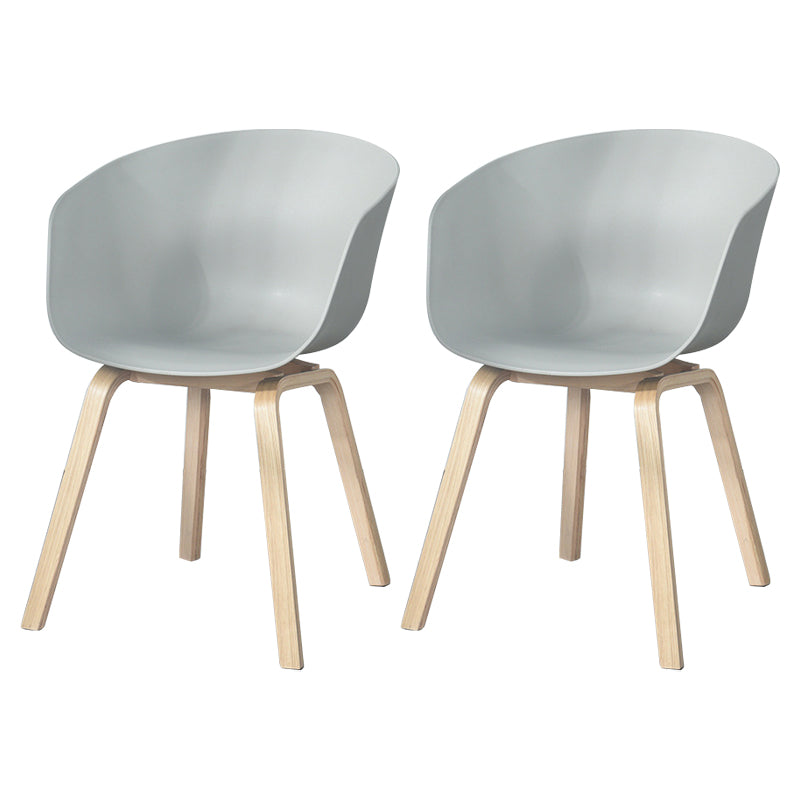 Scandinavian Beech Solid Back Arm Chair Plastic Matte Finish Dining Chair Grey Set of 2 Clearhalo 'Dining Chairs' 'Dining Tables & Seating' 'dining_chair' 'Furniture' 'furniture_dining_chair' 'Kitchen & Dining Furniture' 4746481