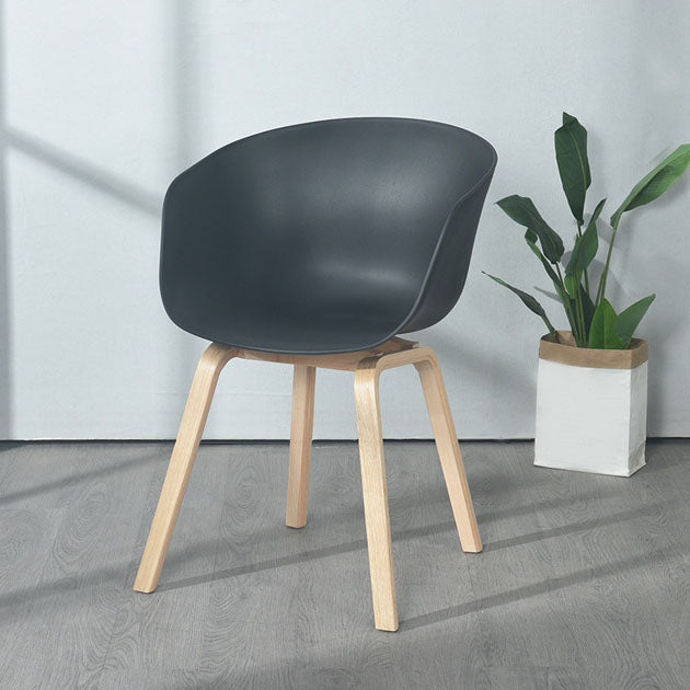 Scandinavian Beech Solid Back Arm Chair Plastic Matte Finish Dining Chair Clearhalo 'Dining Chairs' 'Dining Tables & Seating' 'dining_chair' 'Furniture' 'furniture_dining_chair' 'Kitchen & Dining Furniture' 4746482