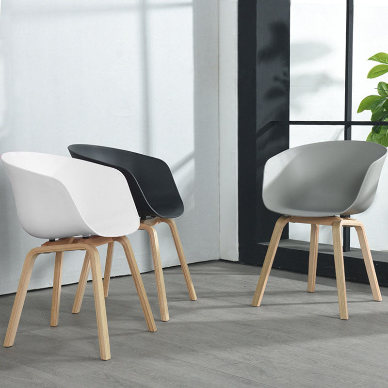 Scandinavian Beech Solid Back Arm Chair Plastic Matte Finish Dining Chair Clearhalo 'Dining Chairs' 'Dining Tables & Seating' 'dining_chair' 'Furniture' 'furniture_dining_chair' 'Kitchen & Dining Furniture' 4746484