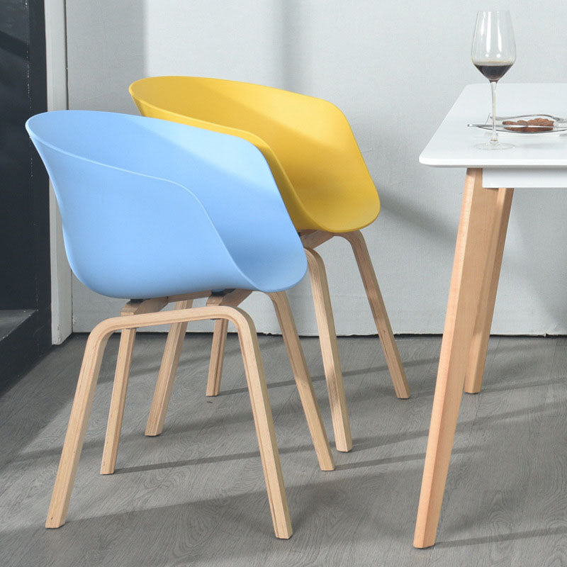 Scandinavian Beech Solid Back Arm Chair Plastic Matte Finish Dining Chair Clearhalo 'Dining Chairs' 'Dining Tables & Seating' 'dining_chair' 'Furniture' 'furniture_dining_chair' 'Kitchen & Dining Furniture' 4746485