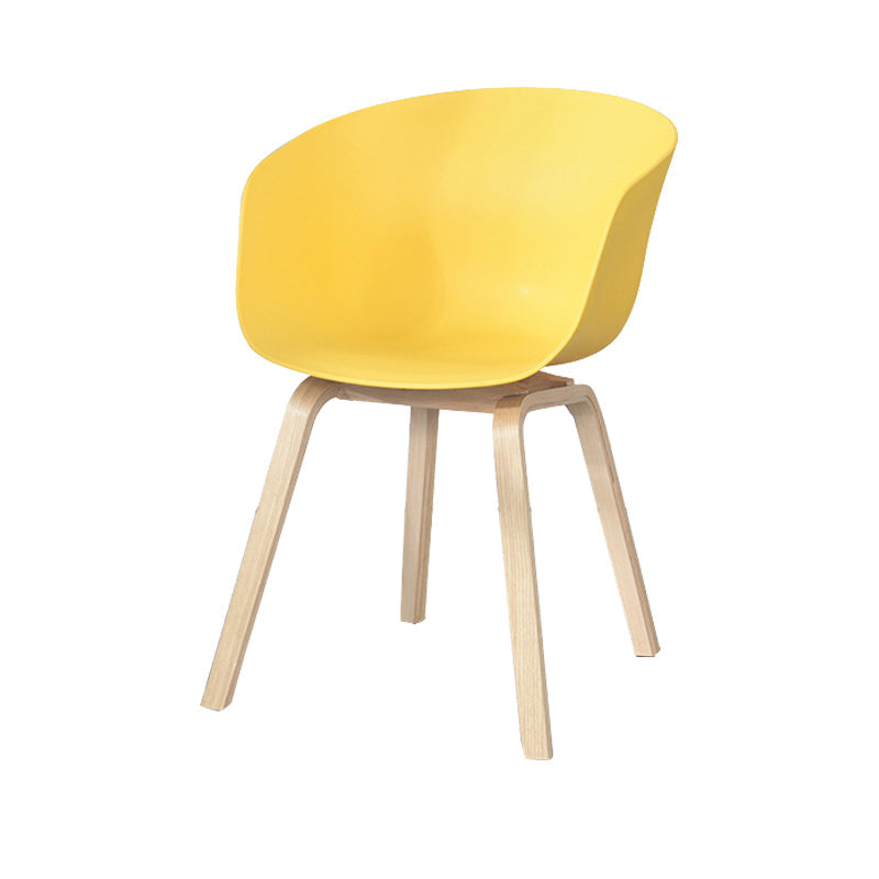 Scandinavian Beech Solid Back Arm Chair Plastic Matte Finish Dining Chair Clearhalo 'Dining Chairs' 'Dining Tables & Seating' 'dining_chair' 'Furniture' 'furniture_dining_chair' 'Kitchen & Dining Furniture' 4746487