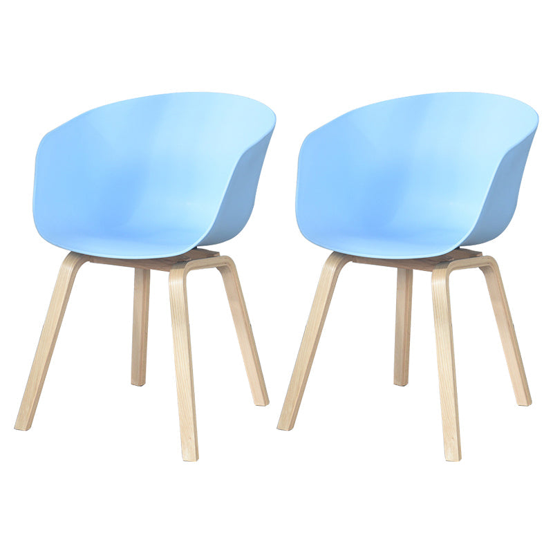 Scandinavian Beech Solid Back Arm Chair Plastic Matte Finish Dining Chair Light Blue Set of 2 Clearhalo 'Dining Chairs' 'Dining Tables & Seating' 'dining_chair' 'Furniture' 'furniture_dining_chair' 'Kitchen & Dining Furniture' 4746488