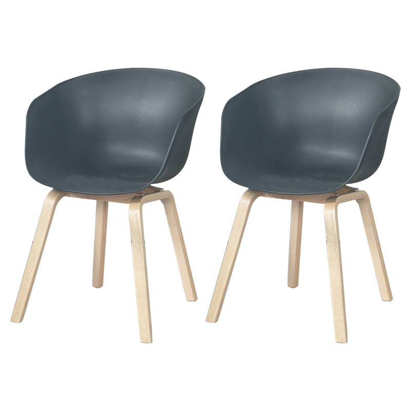 Scandinavian Beech Solid Back Arm Chair Plastic Matte Finish Dining Chair Black Set of 2 Clearhalo 'Dining Chairs' 'Dining Tables & Seating' 'dining_chair' 'Furniture' 'furniture_dining_chair' 'Kitchen & Dining Furniture' 4746491