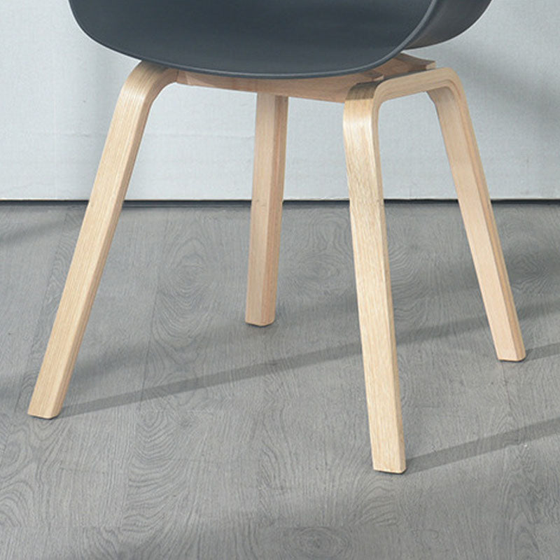 Scandinavian Beech Solid Back Arm Chair Plastic Matte Finish Dining Chair Clearhalo 'Dining Chairs' 'Dining Tables & Seating' 'dining_chair' 'Furniture' 'furniture_dining_chair' 'Kitchen & Dining Furniture' 4746492