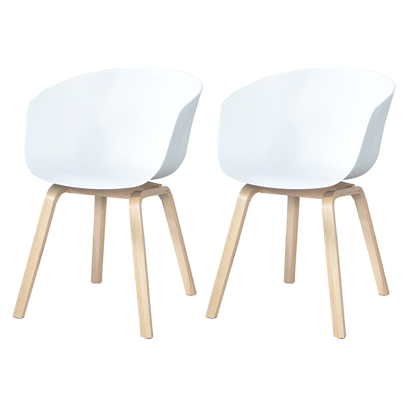 Scandinavian Beech Solid Back Arm Chair Plastic Matte Finish Dining Chair White Set of 2 Clearhalo 'Dining Chairs' 'Dining Tables & Seating' 'dining_chair' 'Furniture' 'furniture_dining_chair' 'Kitchen & Dining Furniture' 4746493