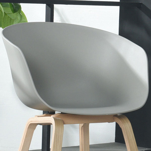 Scandinavian Beech Solid Back Arm Chair Plastic Matte Finish Dining Chair Clearhalo 'Dining Chairs' 'Dining Tables & Seating' 'dining_chair' 'Furniture' 'furniture_dining_chair' 'Kitchen & Dining Furniture' 4746494