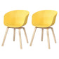 Scandinavian Beech Solid Back Arm Chair Plastic Matte Finish Dining Chair Yellow Set of 2 Clearhalo 'Dining Chairs' 'Dining Tables & Seating' 'dining_chair' 'Furniture' 'furniture_dining_chair' 'Kitchen & Dining Furniture' 4746495