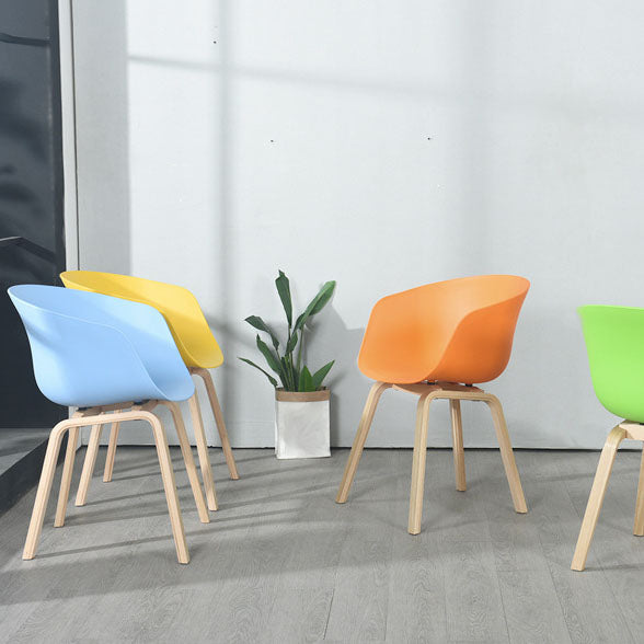 Scandinavian Beech Solid Back Arm Chair Plastic Matte Finish Dining Chair Clearhalo 'Dining Chairs' 'Dining Tables & Seating' 'dining_chair' 'Furniture' 'furniture_dining_chair' 'Kitchen & Dining Furniture' 4746498