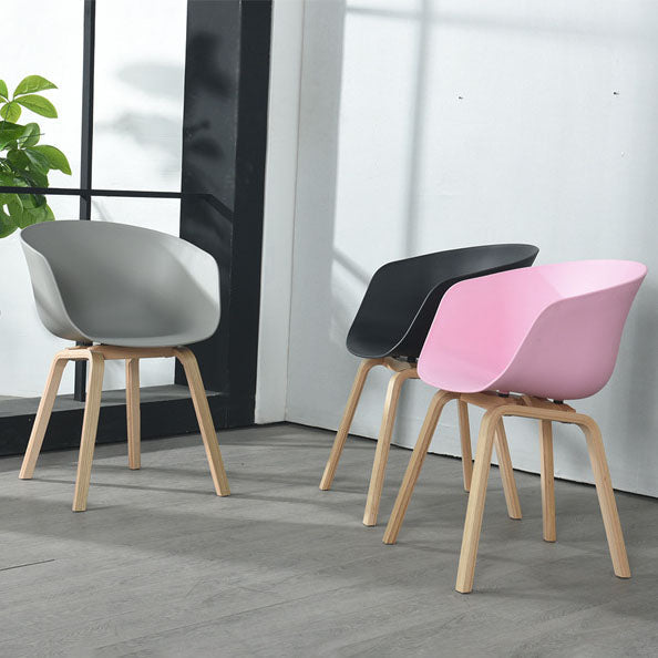 Scandinavian Beech Solid Back Arm Chair Plastic Matte Finish Dining Chair Clearhalo 'Dining Chairs' 'Dining Tables & Seating' 'dining_chair' 'Furniture' 'furniture_dining_chair' 'Kitchen & Dining Furniture' 4746499