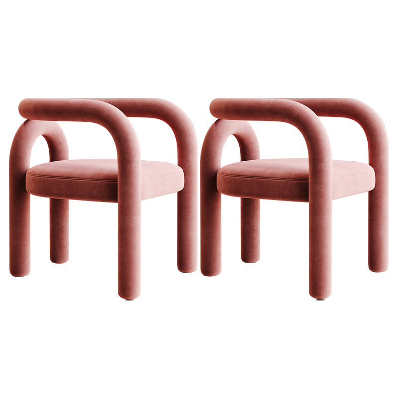 Modern Design Armless Open Back Chairs Fabric Dining Chairs for Home Pink 2 Piece Set Clearhalo 'Dining Chairs' 'Dining Tables & Seating' 'dining_chair' 'furn' 'furn_dining_chair' 'Furniture' 'furniture_dining_chair' 'Kitchen & Dining Furniture' 4746521