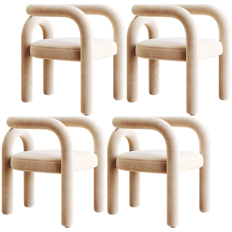 Modern Design Armless Open Back Chairs Fabric Dining Chairs for Home Beige 4 Piece Set Clearhalo 'Dining Chairs' 'Dining Tables & Seating' 'dining_chair' 'furn' 'furn_dining_chair' 'Furniture' 'furniture_dining_chair' 'Kitchen & Dining Furniture' 4746525