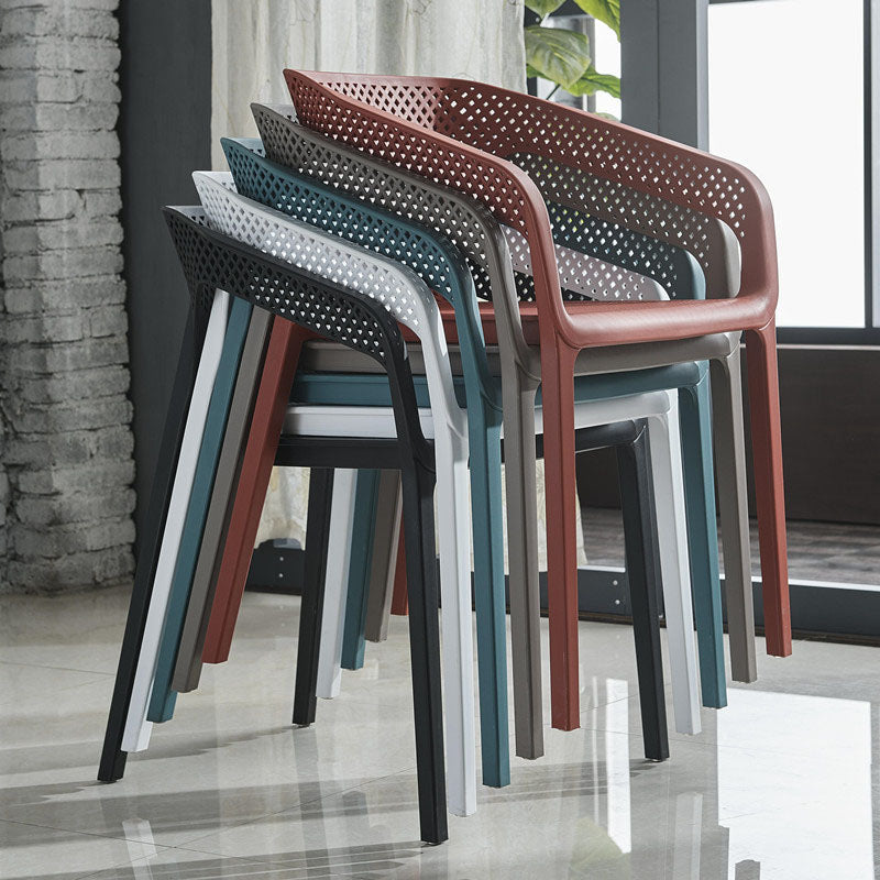 Contemporary Stackable Chair Dining Kitchen Arm Chairs with Plastic Legs Clearhalo 'Dining Chairs' 'Dining Tables & Seating' 'dining_chair' 'furn' 'furn_dining_chair' 'Furniture' 'furniture_dining_chair' 'Kitchen & Dining Furniture' 4746530