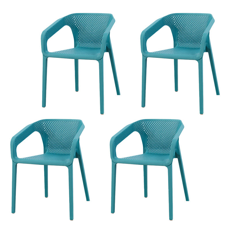 Contemporary Stackable Chair Dining Kitchen Arm Chairs with Plastic Legs Dark Blue 4 Piece Set Clearhalo 'Dining Chairs' 'Dining Tables & Seating' 'dining_chair' 'furn' 'furn_dining_chair' 'Furniture' 'furniture_dining_chair' 'Kitchen & Dining Furniture' 4746538