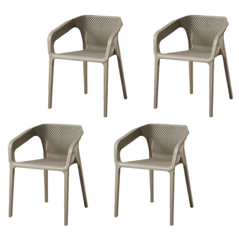 Contemporary Stackable Chair Dining Kitchen Arm Chairs with Plastic Legs Light Gray 4 Piece Set Clearhalo 'Dining Chairs' 'Dining Tables & Seating' 'dining_chair' 'furn' 'furn_dining_chair' 'Furniture' 'furniture_dining_chair' 'Kitchen & Dining Furniture' 4746547