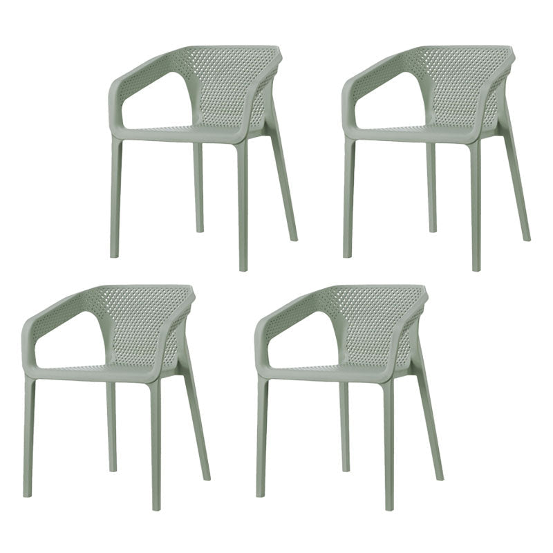 Contemporary Stackable Chair Dining Kitchen Arm Chairs with Plastic Legs Gray-Green 4 Piece Set Clearhalo 'Dining Chairs' 'Dining Tables & Seating' 'dining_chair' 'furn' 'furn_dining_chair' 'Furniture' 'furniture_dining_chair' 'Kitchen & Dining Furniture' 4746548