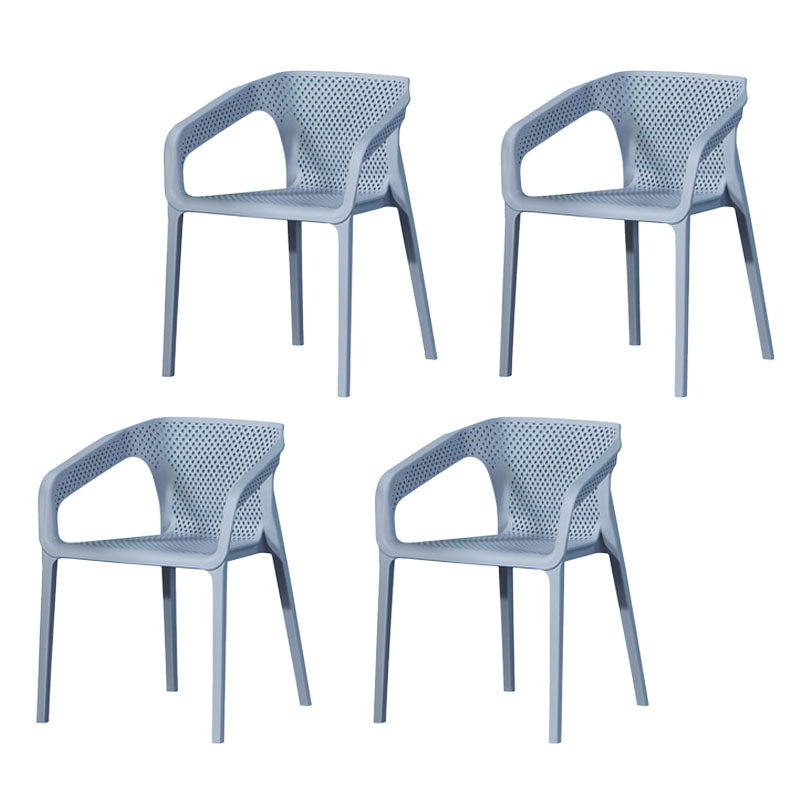 Contemporary Stackable Chair Dining Kitchen Arm Chairs with Plastic Legs Gray Blue 4 Piece Set Clearhalo 'Dining Chairs' 'Dining Tables & Seating' 'dining_chair' 'furn' 'furn_dining_chair' 'Furniture' 'furniture_dining_chair' 'Kitchen & Dining Furniture' 4746554