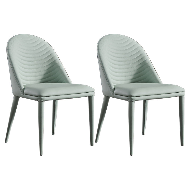 Contemporary Style Armless Solid Back Chair Leather Dining Side Chair Green 2 Piece Set Clearhalo 'Dining Chairs' 'Dining Tables & Seating' 'dining_chair' 'furn' 'furn_dining_chair' 'Furniture' 'furniture_dining_chair' 'Kitchen & Dining Furniture' 4746560