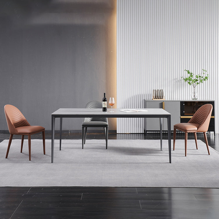 Contemporary Style Armless Solid Back Chair Leather Dining Side Chair Clearhalo 'Dining Chairs' 'Dining Tables & Seating' 'dining_chair' 'furn' 'furn_dining_chair' 'Furniture' 'furniture_dining_chair' 'Kitchen & Dining Furniture' 4746563
