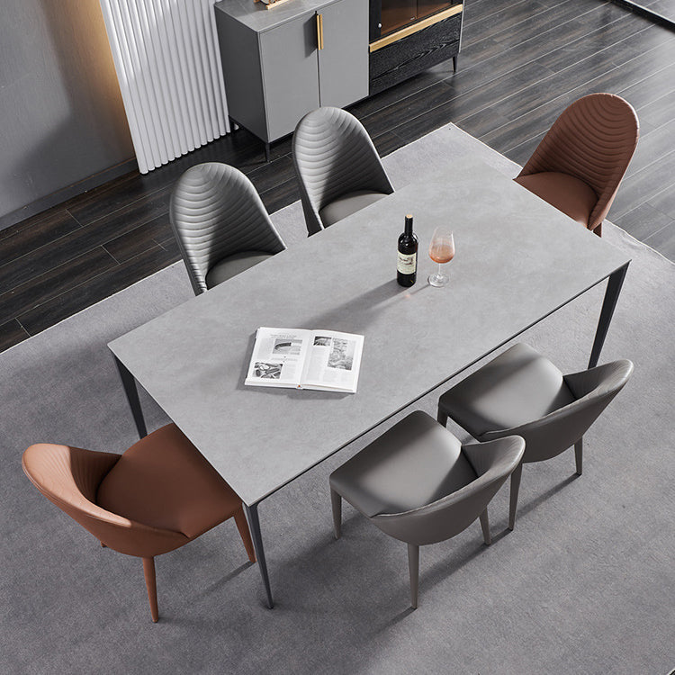 Contemporary Style Armless Solid Back Chair Leather Dining Side Chair Clearhalo 'Dining Chairs' 'Dining Tables & Seating' 'dining_chair' 'furn' 'furn_dining_chair' 'Furniture' 'furniture_dining_chair' 'Kitchen & Dining Furniture' 4746564