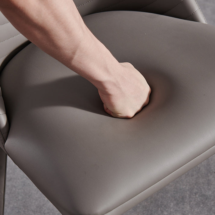 Contemporary Style Armless Solid Back Chair Leather Dining Side Chair Clearhalo 'Dining Chairs' 'Dining Tables & Seating' 'dining_chair' 'furn' 'furn_dining_chair' 'Furniture' 'furniture_dining_chair' 'Kitchen & Dining Furniture' 4746570