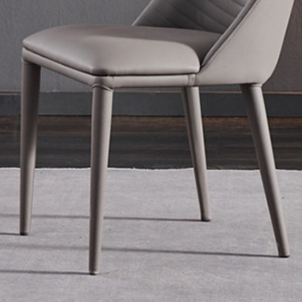 Contemporary Style Armless Solid Back Chair Leather Dining Side Chair Clearhalo 'Dining Chairs' 'Dining Tables & Seating' 'dining_chair' 'furn' 'furn_dining_chair' 'Furniture' 'furniture_dining_chair' 'Kitchen & Dining Furniture' 4746571