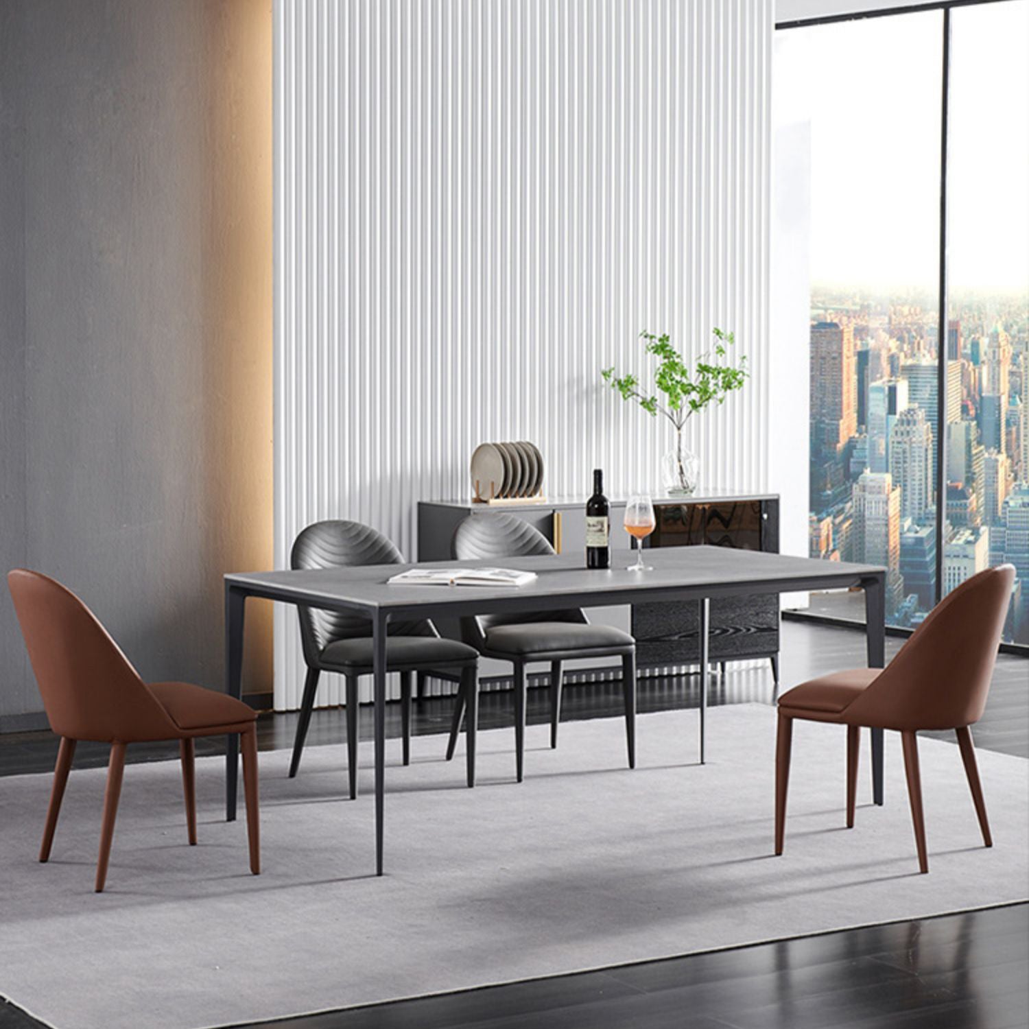 Contemporary Style Armless Solid Back Chair Leather Dining Side Chair Clearhalo 'Dining Chairs' 'Dining Tables & Seating' 'dining_chair' 'furn' 'furn_dining_chair' 'Furniture' 'furniture_dining_chair' 'Kitchen & Dining Furniture' 4746572