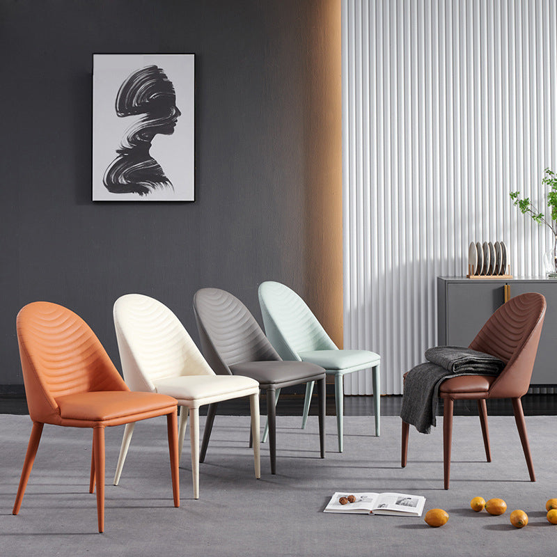 Contemporary Style Armless Solid Back Chair Leather Dining Side Chair Clearhalo 'Dining Chairs' 'Dining Tables & Seating' 'dining_chair' 'furn' 'furn_dining_chair' 'Furniture' 'furniture_dining_chair' 'Kitchen & Dining Furniture' 4746575