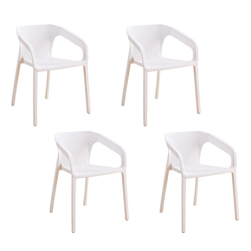 Contemporary Stackable Chairs Dining Kitchen Arm Chairs with Plastic Legs White 4 Piece Set Clearhalo 'Dining Chairs' 'Dining Tables & Seating' 'dining_chair' 'furn' 'furn_dining_chair' 'Furniture' 'furniture_dining_chair' 'Kitchen & Dining Furniture' 4746589