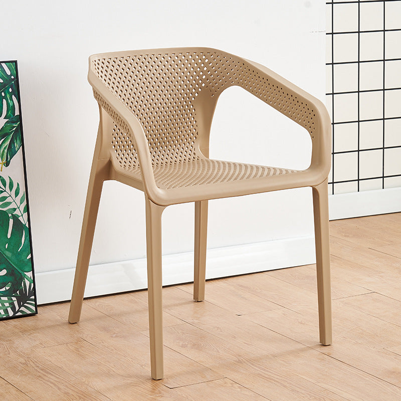 Contemporary Stackable Chairs Dining Kitchen Arm Chairs with Plastic Legs Khaki 1 Piece Clearhalo 'Dining Chairs' 'Dining Tables & Seating' 'dining_chair' 'furn' 'furn_dining_chair' 'Furniture' 'furniture_dining_chair' 'Kitchen & Dining Furniture' 4746591