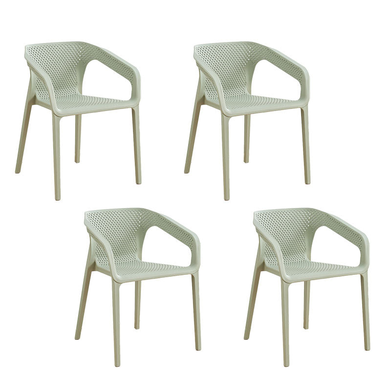 Contemporary Stackable Chairs Dining Kitchen Arm Chairs with Plastic Legs Gray-Green 4 Piece Set Clearhalo 'Dining Chairs' 'Dining Tables & Seating' 'dining_chair' 'furn' 'furn_dining_chair' 'Furniture' 'furniture_dining_chair' 'Kitchen & Dining Furniture' 4746611