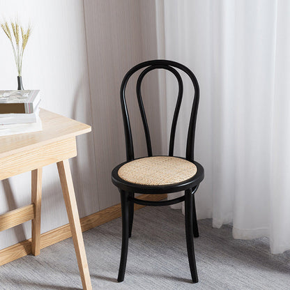 Wood Traditional Kitchen Dining Room Side Chair Windsor Back Chair Matte Black 1 Piece Clearhalo 'Dining Chairs' 'Dining Tables & Seating' 'dining_chair' 'furn' 'furn_dining_chair' 'Furniture' 'furniture_dining_chair' 'Kitchen & Dining Furniture' 4746661