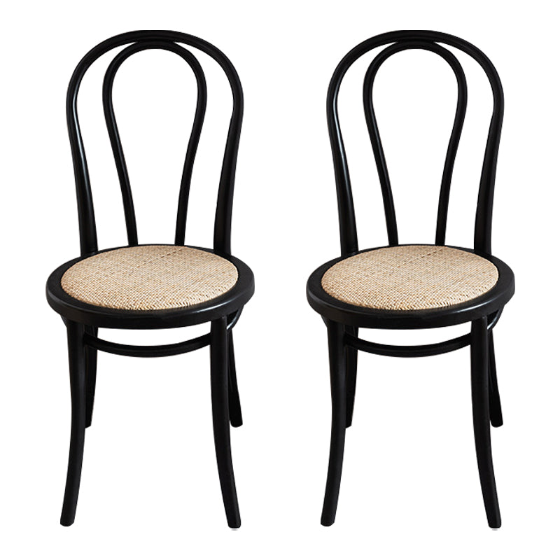 Wood Traditional Kitchen Dining Room Side Chair Windsor Back Chair Matte Black 2 Piece Set Clearhalo 'Dining Chairs' 'Dining Tables & Seating' 'dining_chair' 'furn' 'furn_dining_chair' 'Furniture' 'furniture_dining_chair' 'Kitchen & Dining Furniture' 4746662