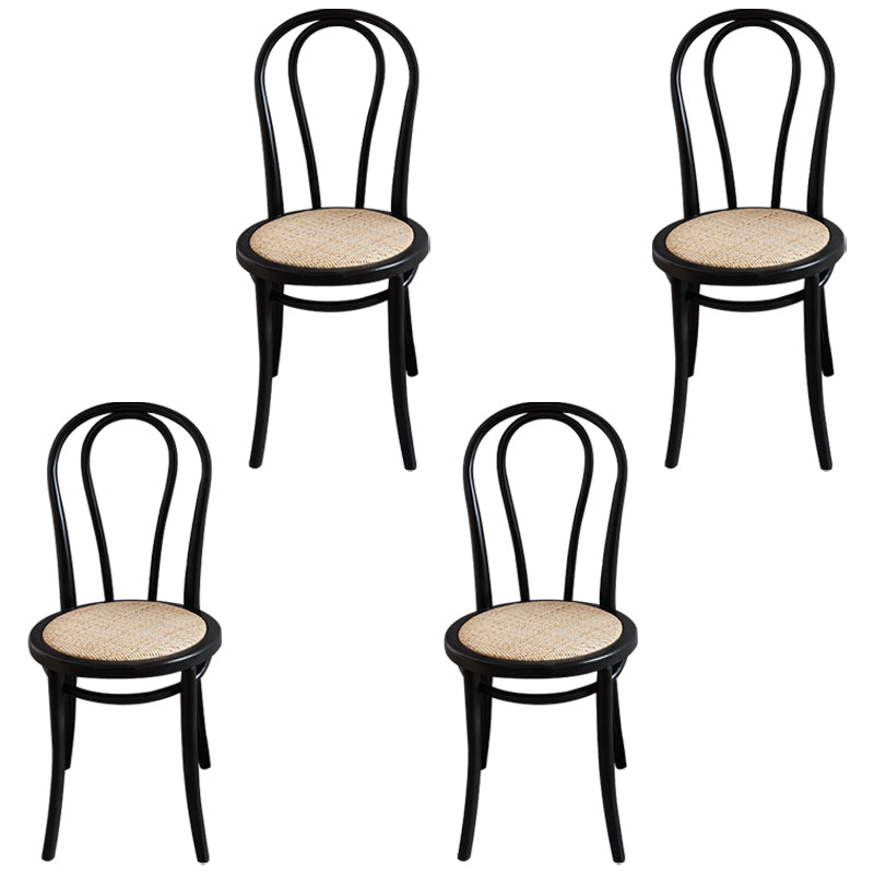 Wood Traditional Kitchen Dining Room Side Chair Windsor Back Chair Matte Black 4 Piece Set Clearhalo 'Dining Chairs' 'Dining Tables & Seating' 'dining_chair' 'furn' 'furn_dining_chair' 'Furniture' 'furniture_dining_chair' 'Kitchen & Dining Furniture' 4746663