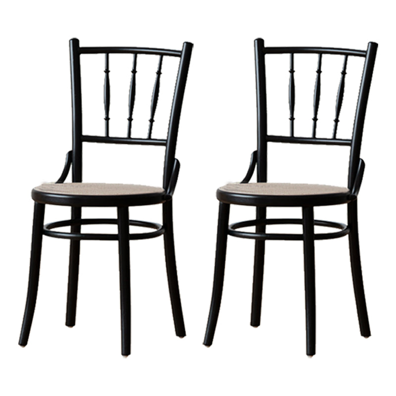 Wood Traditional Kitchen Dining Room Chair Slat Back Side Chair Black Wicker & Rattan 2 Piece Set Clearhalo 'Dining Chairs' 'Dining Tables & Seating' 'dining_chair' 'furn' 'furn_dining_chair' 'Furniture' 'furniture_dining_chair' 'Kitchen & Dining Furniture' 4746692