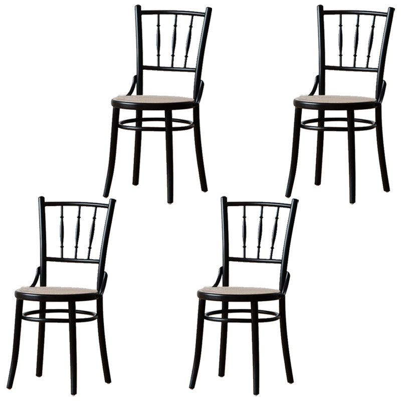 Wood Traditional Kitchen Dining Room Chair Slat Back Side Chair Black Wicker & Rattan 4 Piece Set Clearhalo 'Dining Chairs' 'Dining Tables & Seating' 'dining_chair' 'furn' 'furn_dining_chair' 'Furniture' 'furniture_dining_chair' 'Kitchen & Dining Furniture' 4746694